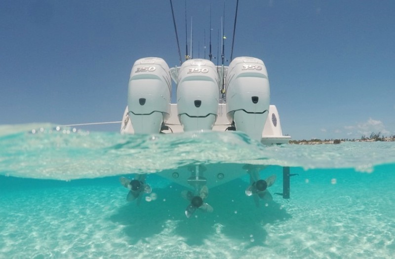 Outboard engines on a boat